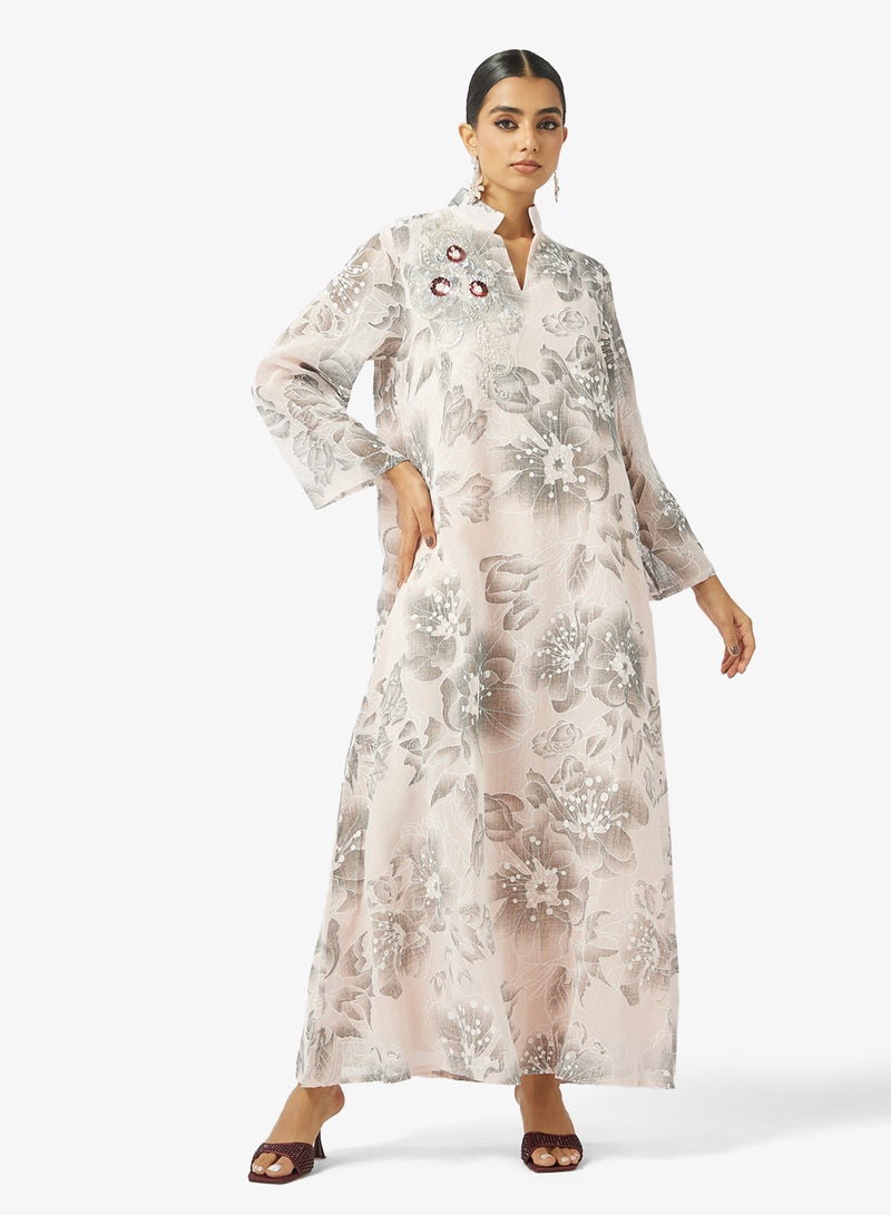 Khizana Floral Print Jalabiya - Image 1